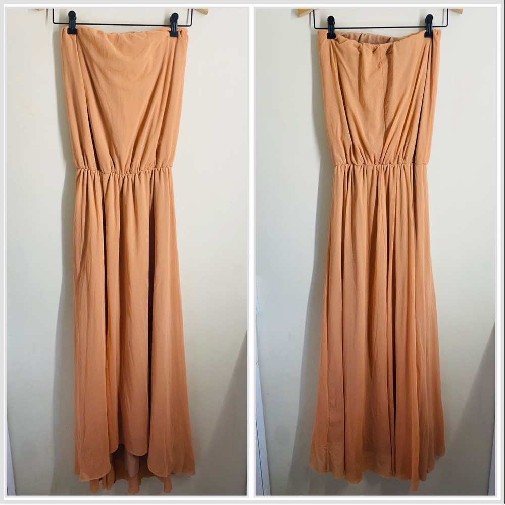 Petit Pois Strapless Chiffon Maxi Dress Peach size XS
